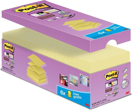 Post-it Super Sticky notes Rio - 76X76mm - 90 vel - 6 blokjes