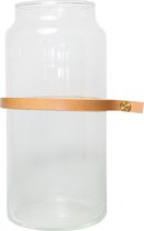 TAK Design Vaas Wrap Me Mini - Incl. Lederen Band - Glas - Ø10 x 20 cm - Bruin