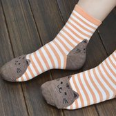 vrolijke sokken Kat Oranje Bruin maat 38 - 40