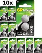 20 pièces (10 blister un 2 pièces) GP CR2032 210mAh 3V batterie au lithium