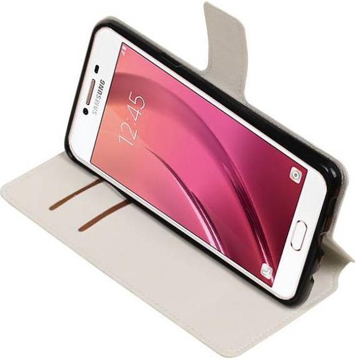 Cross Pattern TPU Bookstyle Wallet Case Hoesjes Geschikt voor Samsung Galaxy C7 Wit