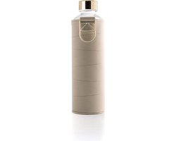 Equa Glazen Waterfles - Beige - 750 ml - Mismatch met Hoes - Imitatieleer - BPA vrij