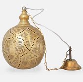 Nour Lifestyle Arabische hanglamp Qorna goudkleurig gesloten bol met Oosters patroon - maat S/M (Oosterse - Egyptische - Marokkaanse lampen)