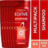 L'Oréal Paris Elvive Color Vive Shampoo - 6 x 400 ml - Gekleurd Haar - Voordeelverpakking