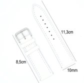 Horlogeband Leer- 10mm Aanzetmaat - Horlogebandje met Naad + Push Pin - Wit - Sarzor
