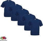 Fruit of the Loom - 5 stuks Valueweight T-shirts Ronde Hals - Navy - L