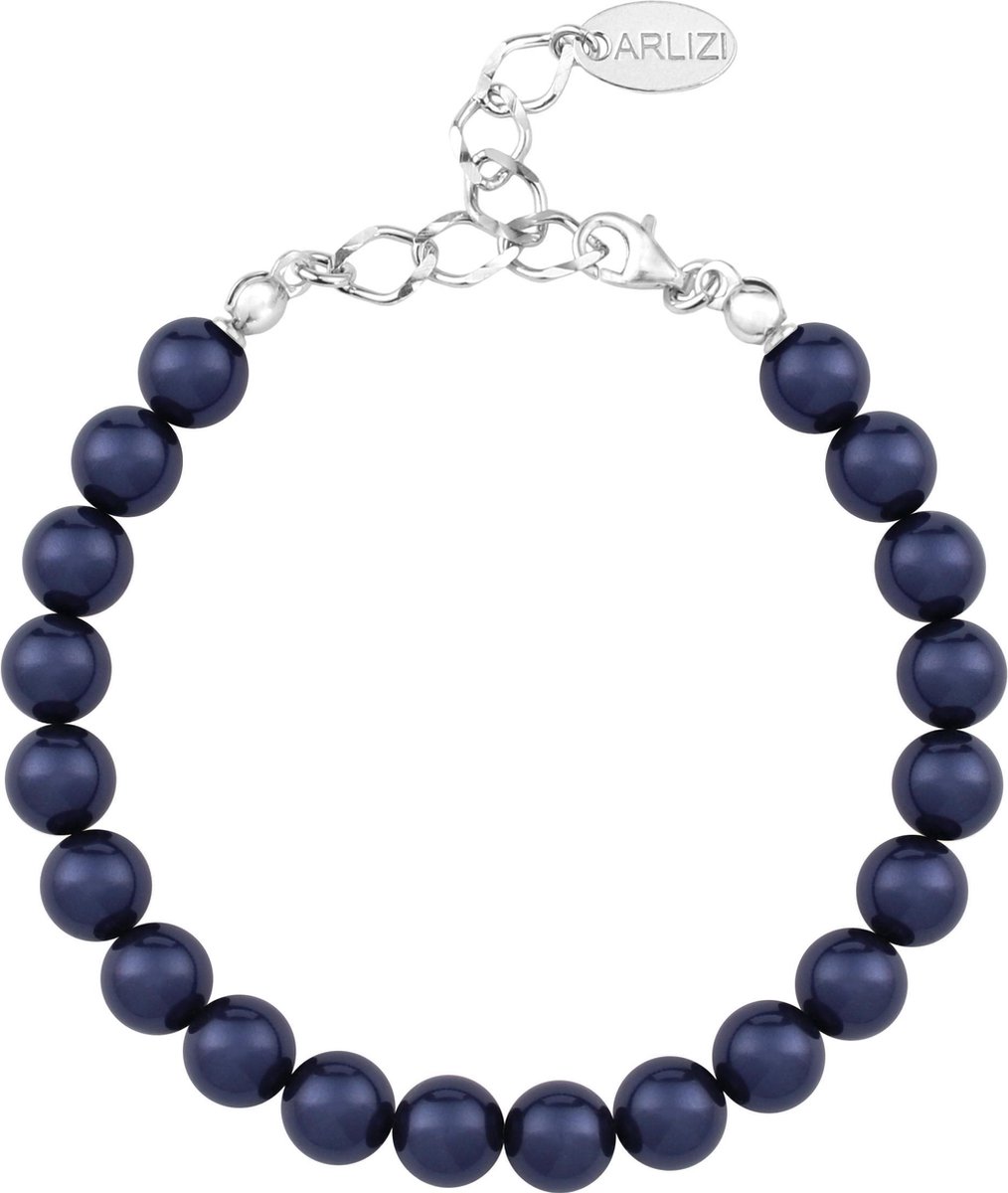 ARLIZI 1126 Parel Armband - Dames - 925 Sterling Zilver - 20 cm - 8 mm - Blauw