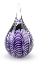 Glazen urn. Asbestemming. "Ripple" (kabbelen) paars. 15 cm hoog.