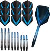 Afbeelding van het spelletje Dragon Darts – Combi kit – 3 sets Maxgrip darts shafts – 3 sets Vista-X darts flights - Aqua