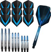 Darts Set - Combi kit – 3 sets Maxgrip darts shafts – 3 sets Vista-X darts flights - Aqua