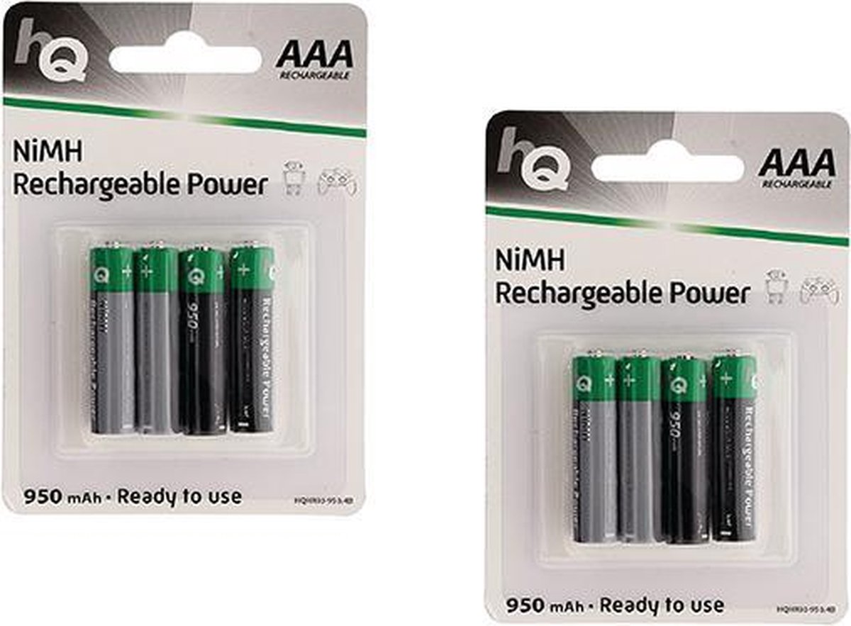 NiMH AAA Oplaadbare Batterijen 950 mAh 8 stuks (2 pakjes)
