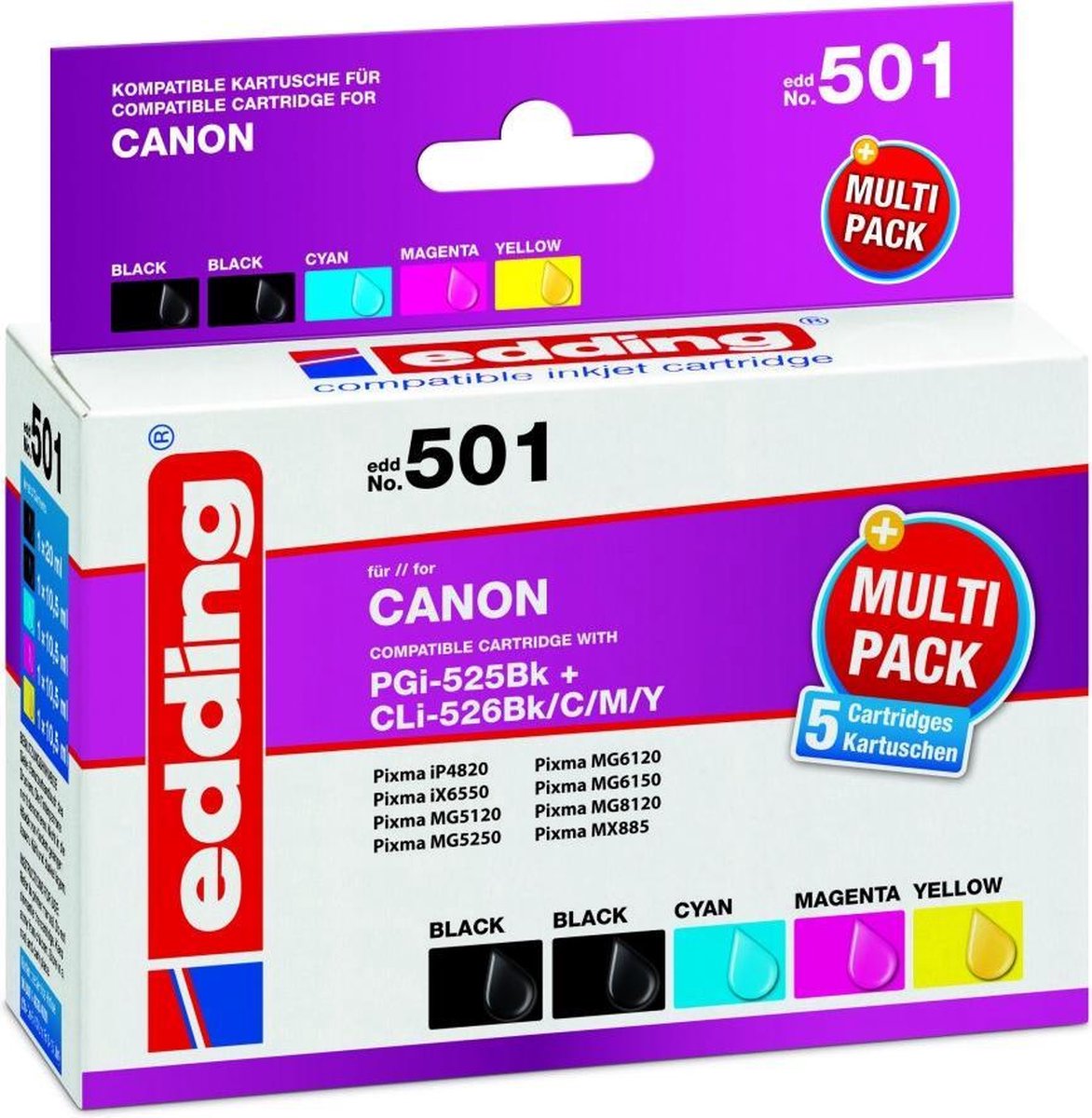 Edding Inkt vervangt Canon PGI525 CLI526 Compatibel Combipac