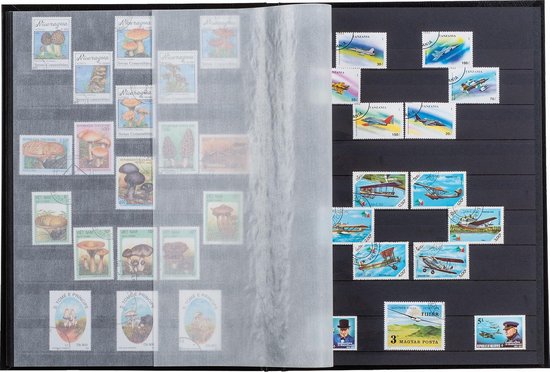 Postzegelinsteekalbum met 32 zwarte bladzijden - Basic S32 blauw
