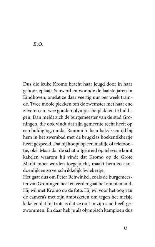 Tekstpagina met een verhaal over Kromme en zijn jeugd. Met paginanummer 13.