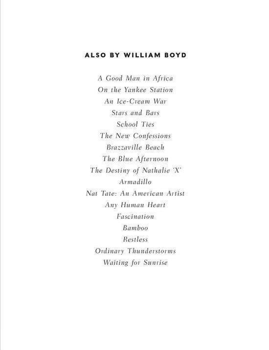 Lijst van titels van William Boyd: A Good Man in Africa, On the Yankee Station, An Ice-Cream War, etc.