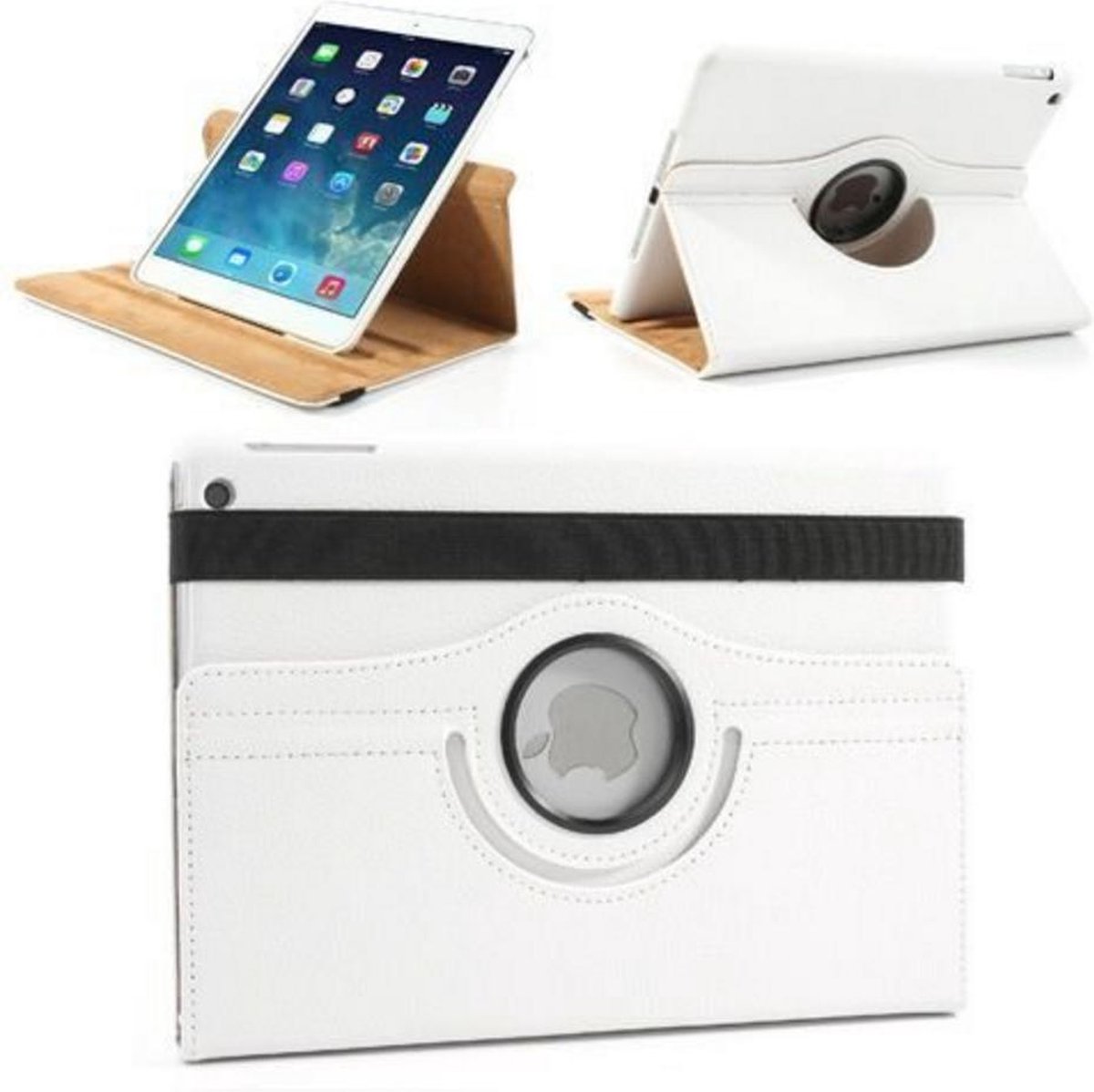 geschikt voor Apple iPad Air Swivel Case, 360 graden draaibare Hoes, Cover met Multi-stand - Kleur Wit