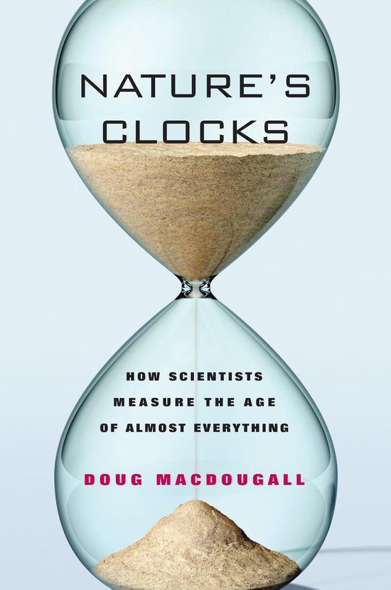 Boekomslag voor 'Nature's Clocks' met een zandloper.