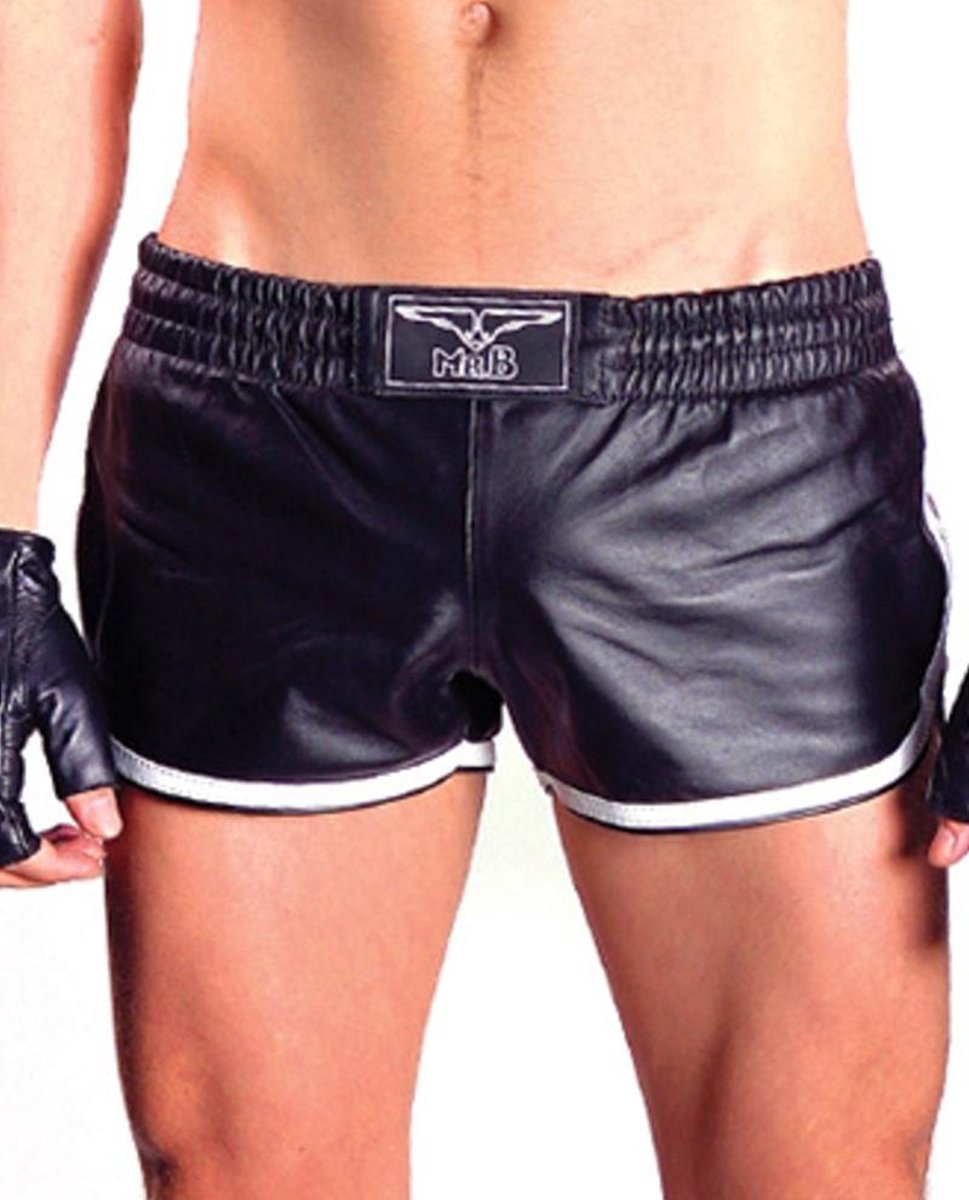 Mister B leren sportbroek zwart met witte bies - small