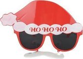 Kerst zonnebril met snor - Rood / Wit - Kunststof - 16 x 7 cm