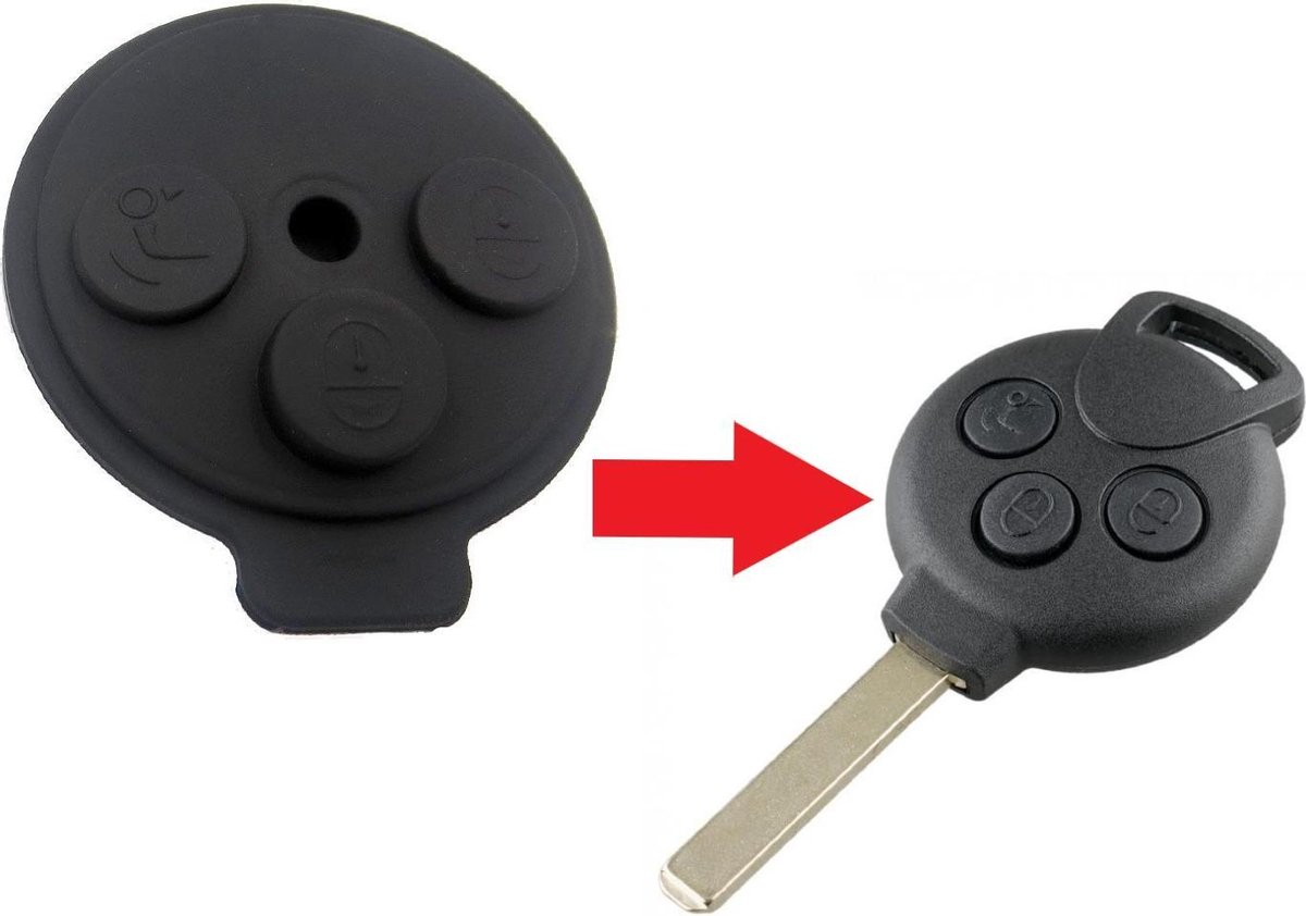 Autosleutel Rubber Pad 3 knoppen VARSD8 geschikt voor Smart Fortwo sleutel  / Mercedes... | bol.com