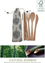 Bamboe bestek - 8 -delige Set - Milieuvriendelijk - 1 persoons - Herbruikbaar ♻