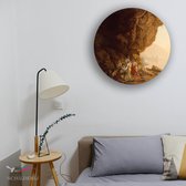 Een grot in de golf van Salerno bij zonsondergang door Joseph Wright of Derby als muurcirkel op aluminium dibond® voor thuis. ⌀ 40 cm