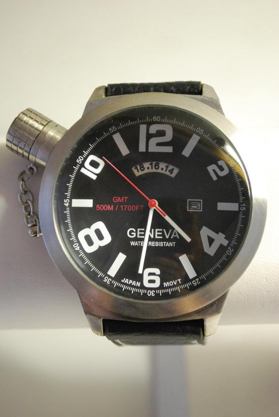 Horloge Geneva XXL met militaire band en datum - 55 cm