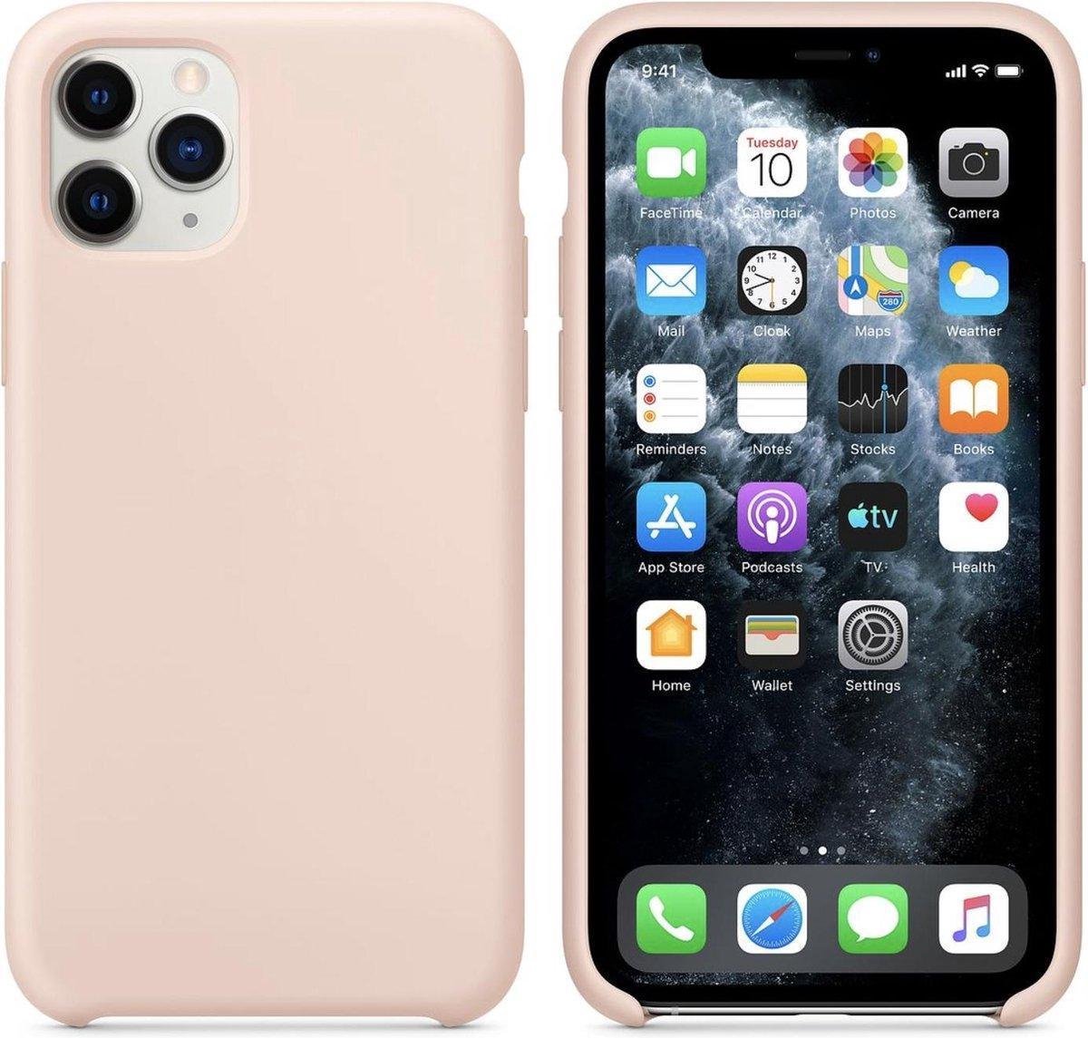 Geschikt voor Apple iPhone 12 Pro Siliconen hoesje - Roze - Suède binnenkant