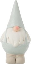 J-Line Kabouter Keramiek Wit/Lichtblauw Large Set van 2 stuks