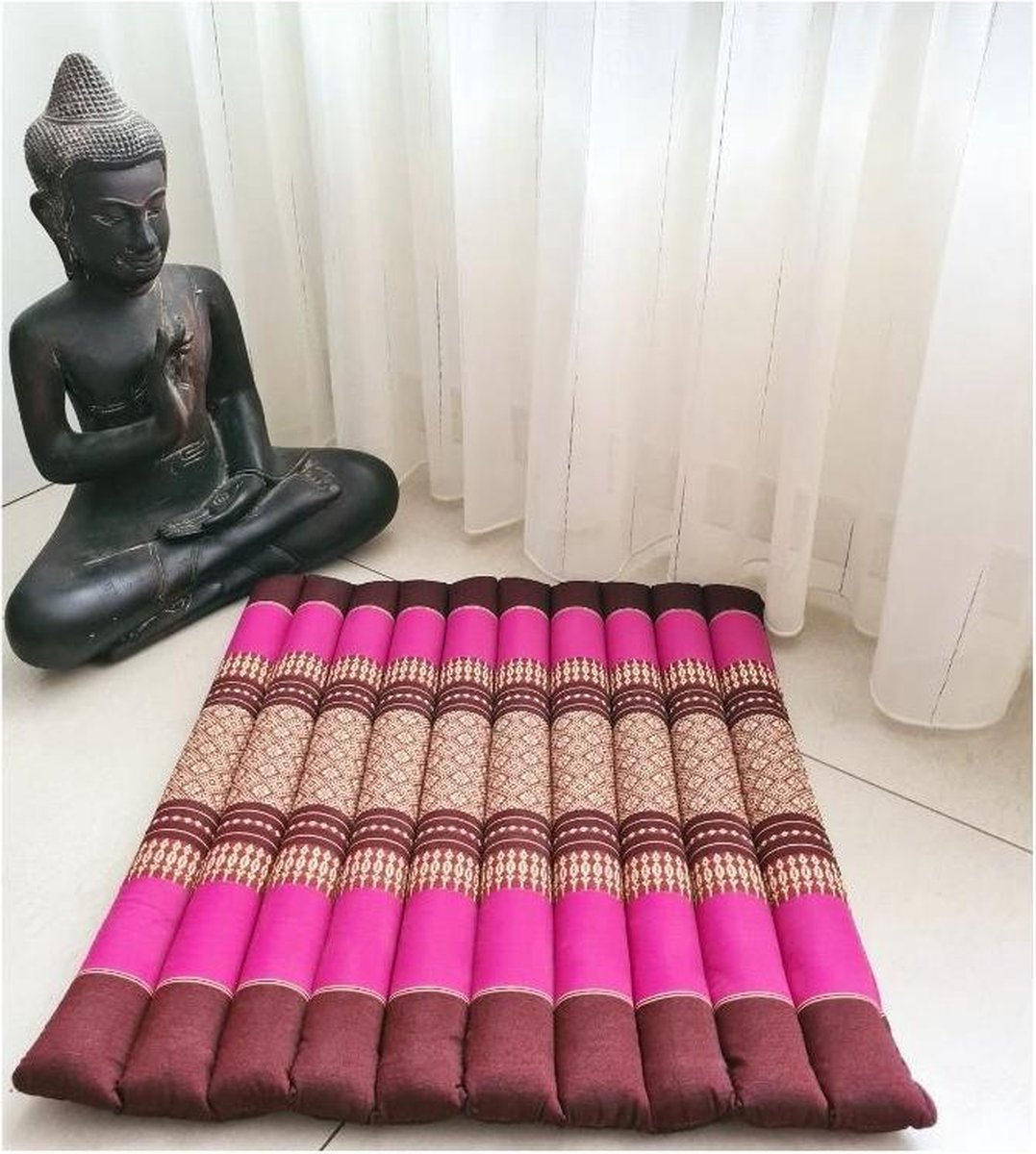Meditatiemat – Yogamat – meditatiemat vierkant - Vierkant matje – Thais matje – 50x50x4 cm - Roze
