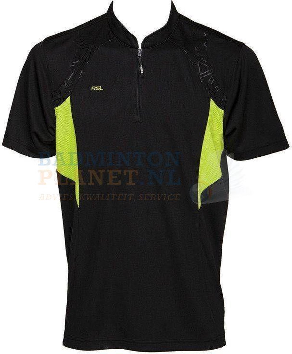 RSL T-shirt Badminton Tennis Zwart/Geel Dames maat XL