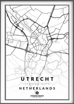 Poster Utrecht - Stadsposter - Posters zwart wit - Wanddecoratie - 50x70 citymap