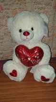 Pluche (zacht) beer met hart "LOVE" 36cm
