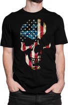 American skull - T-shirt - Heren - Maat XL - Zwart
