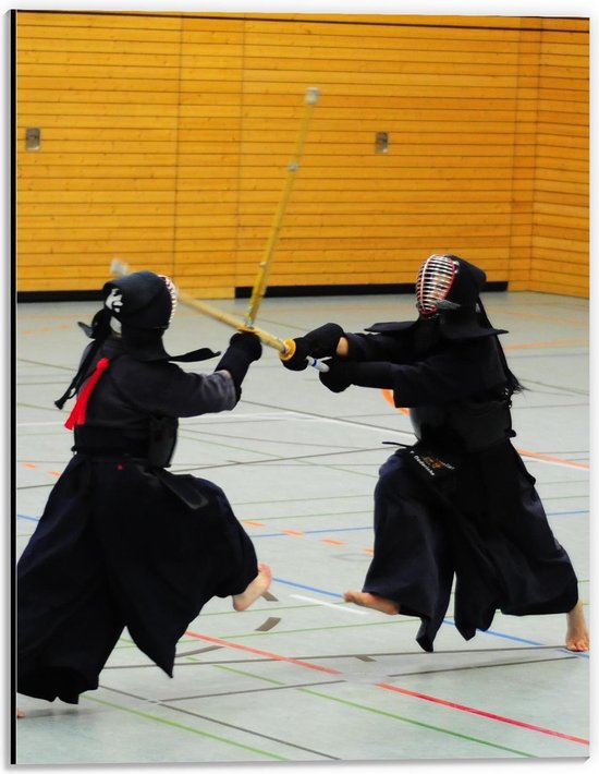 Dibond - Karate met Zwaarden - 30x40cm Foto op Aluminium (Met Ophangsysteem)