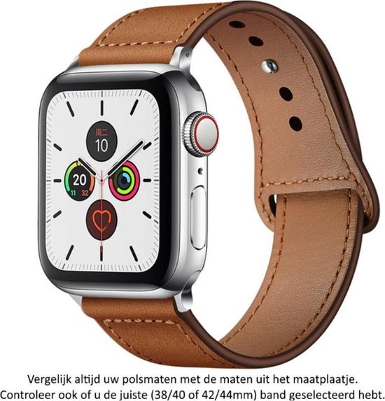 Bracelet montre connectée Apple Watch Series 1, 2, 3, 4 et 5 en Cuir marron  foncé 44 mm