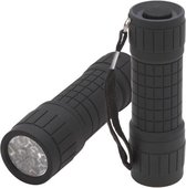 PHENOM - Krachtige Mini LED Zaklamp - Zwart - 1 stuk - Spatwaterdicht - 9 LED - 50lm - Incl. gratis 3x AAA Batterijen