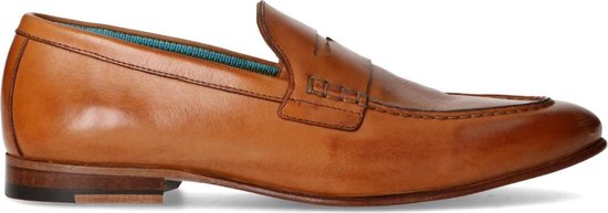 Manfield - Heren - Cognac leren loafers - Maat 41 | bol.com