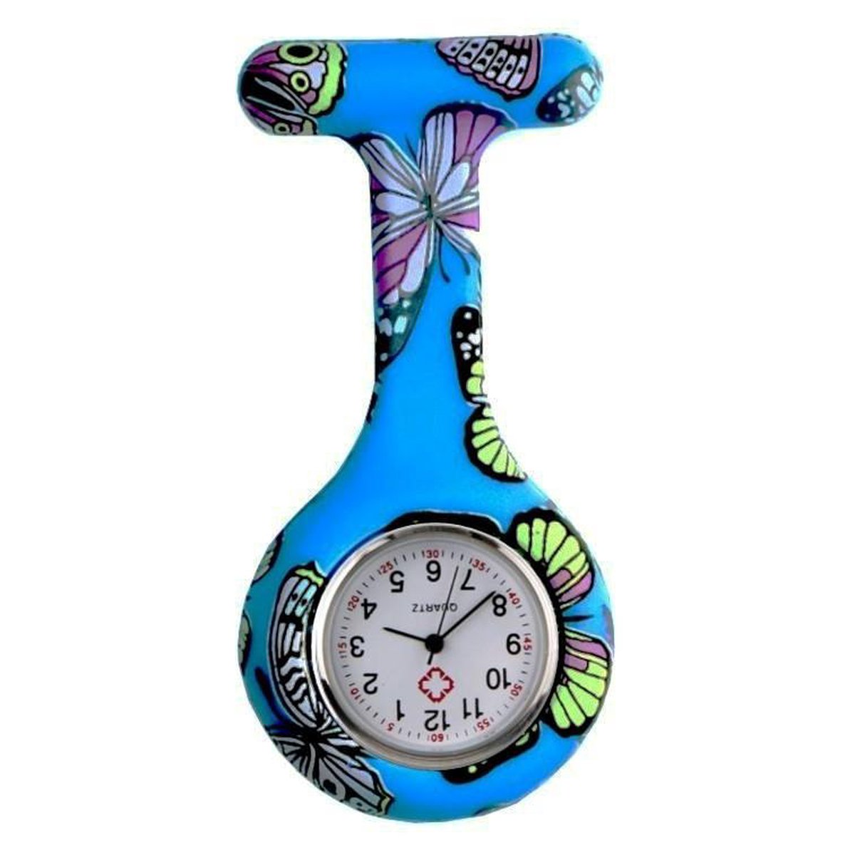 Fako® - Verpleegstershorloge - Zusterhorloge - Verpleegster Horloge - Siliconen Print - Vlinder Blauw