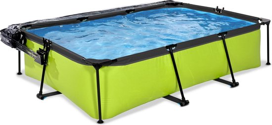 EXIT Lime Frame Zwembad 300x200x65cm - Opzetzwembad - met Filterpomp & Overkapping - Rechthoekig - Groen