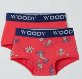 Woody short duopack meisjes - octopus - fuchsia + roze octopus all-over print - 211-1-SHD-Z/087 - maat 152