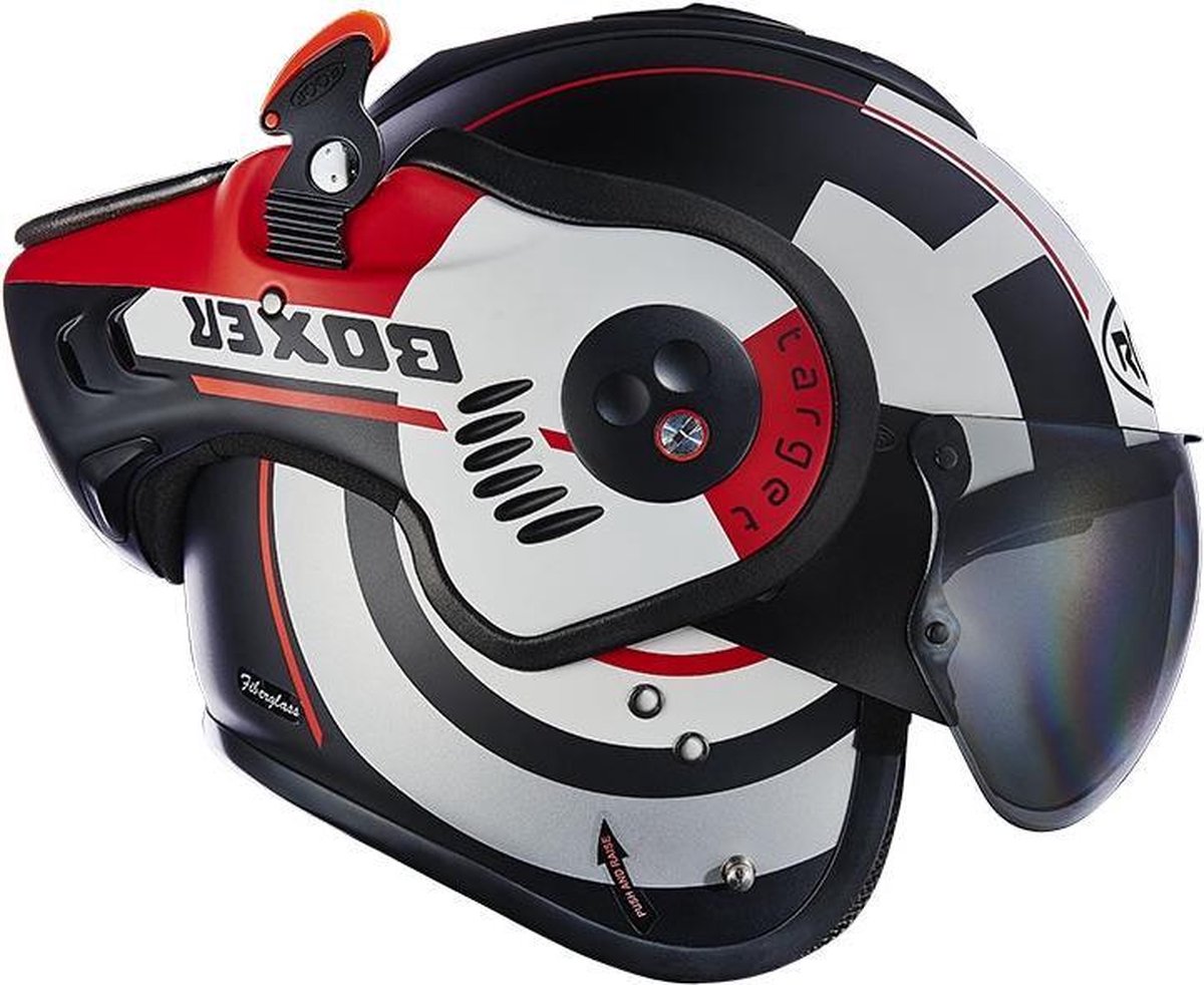 【新品未使用❗】ROOF BOXER V8 TARGET XXL ROOF Helmet Boxer V8 Target Matt White-Red 58-M | bol