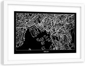 Foto in frame , Plattegrond Oslo , 120x80cm , Zwart wit , wanddecoratie