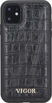 iPhone 11 hoesje - Leer Krokodillenprint zwart - BYVIGOR
