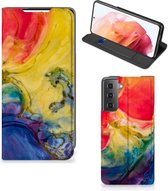 Stand Case Samsung Galaxy S21 Smart Cover Watercolor Dark