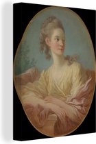 Canvas Schilderij Portret van een jonge vrouw - Schilderij van Jean-Honoré Fragonard - 30x40 cm - Wanddecoratie