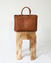 SEE BY MARIE - HANDBAG - BAG HAMPTONS - 100% LEATHER - WOVEN- HANDMADE -TAN