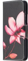 Zwart bloem book case hoesje Telefoonhoesje geschikt voor Samsung Galaxy A52