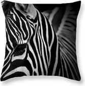 Dieren kussenhoes Zebra - Black and White - Fotoprint - Sierkussen - 45x45 cm