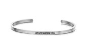 Key moments 8KM-B00085 Stalen Armband - Dames - Open Bangle - LET LIFE SUPRISE YOU - 62 MM - Staal